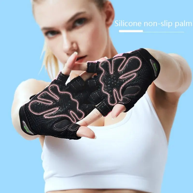 1 Pair Gym Fitness Half Finger Gloves Breathable Mesh Power Weight Lifting Women Men Workout Bodybuilding Hand Protector