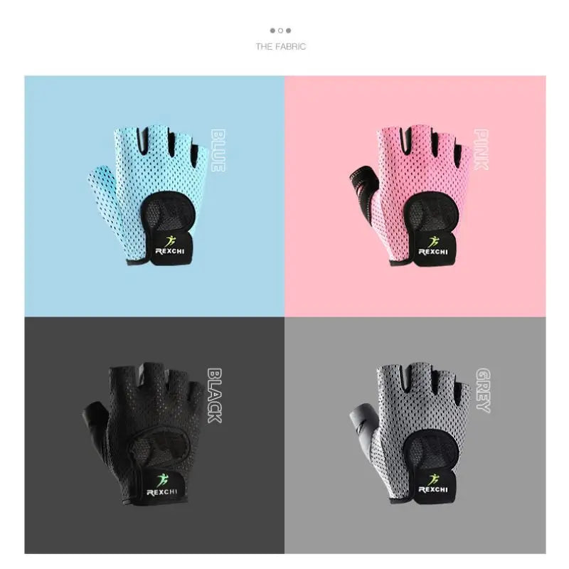 1 Pair Gym Fitness Half Finger Gloves Breathable Mesh Power Weight Lifting Women Men Workout Bodybuilding Hand Protector