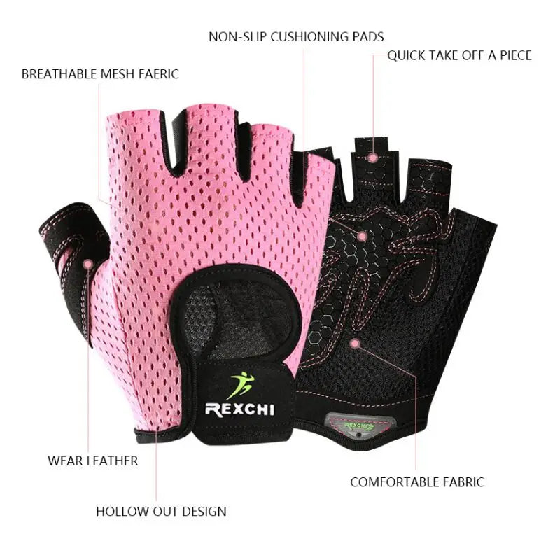 1 Pair Gym Fitness Half Finger Gloves Breathable Mesh Power Weight Lifting Women Men Workout Bodybuilding Hand Protector